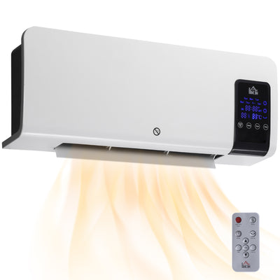 HOMCOM 2kW Wall-Mounted Heater, 18-45°C Temperature - White