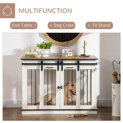 PawHut Dog Crate Furniture for Large Dogs, Double Dog Cage for Small Dogs 