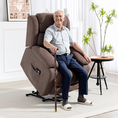 HOMCOM Power Lift Recliner Chair with Vibration Massage, Lift Chair for Elderly with Footrest, Remote, Side Pocket, Dark Brown