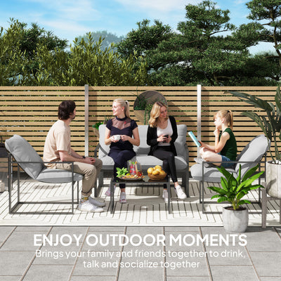 Outsunny Four-Piece Relaxed Back Garden Dining Set - Black/Light Grey 