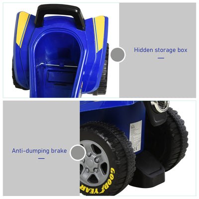 HOMCOM Baby Quad Bike Kids Ride On Car Goodyear Licensed Walker Foot To Floor Slider NO POWER w/ Lights Horn Storage Blue for 18-36 Months 