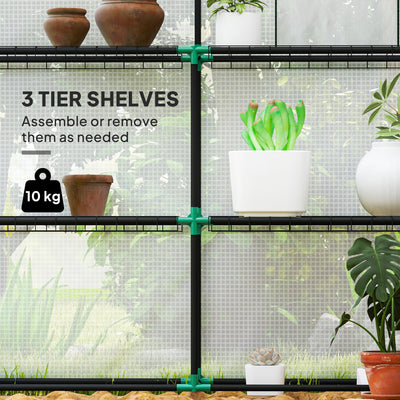 Outsunny 143 x 140cm Walk-In Greenhouse, with Accessories - White 