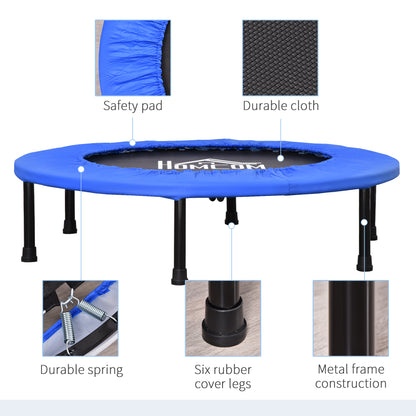 HOMCOM Φ91 Mini Fitness Trampoline Home Gym Yoga Exercise Rebounder Indoor Outdoor Jumper with Safety Pad, Support Up to 100 KG, Blue and Black 
