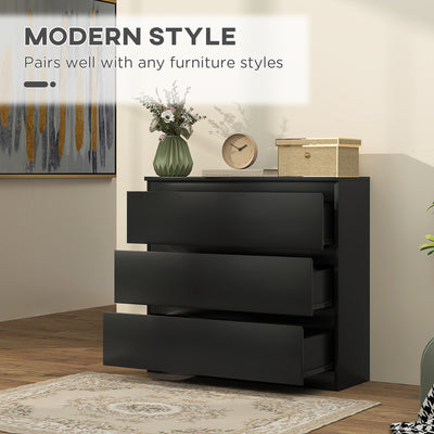 HOMCOM Chest of Drawers, 3-Drawer Storage Organiser Unit for Bedroom, Living Room, Black 