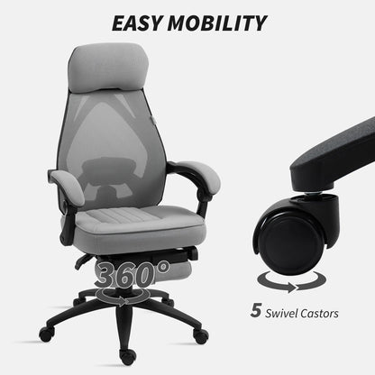 Vinsetto Office Chair with Footrest, High Back Swivel Desk Chair with Adjustable Height and Headrest for Home Office, Dark Grey 