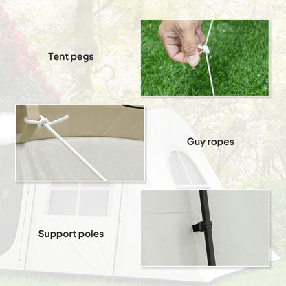 Outsunny 3-4 Man Tunnel Tent, Family Camping Tent with Porch, Bedroom and Living Area, Sewn in Groundsheet, 3000mm Waterproof, Portable with Bag for Hiking, Festival, Backpacking, Khaki 