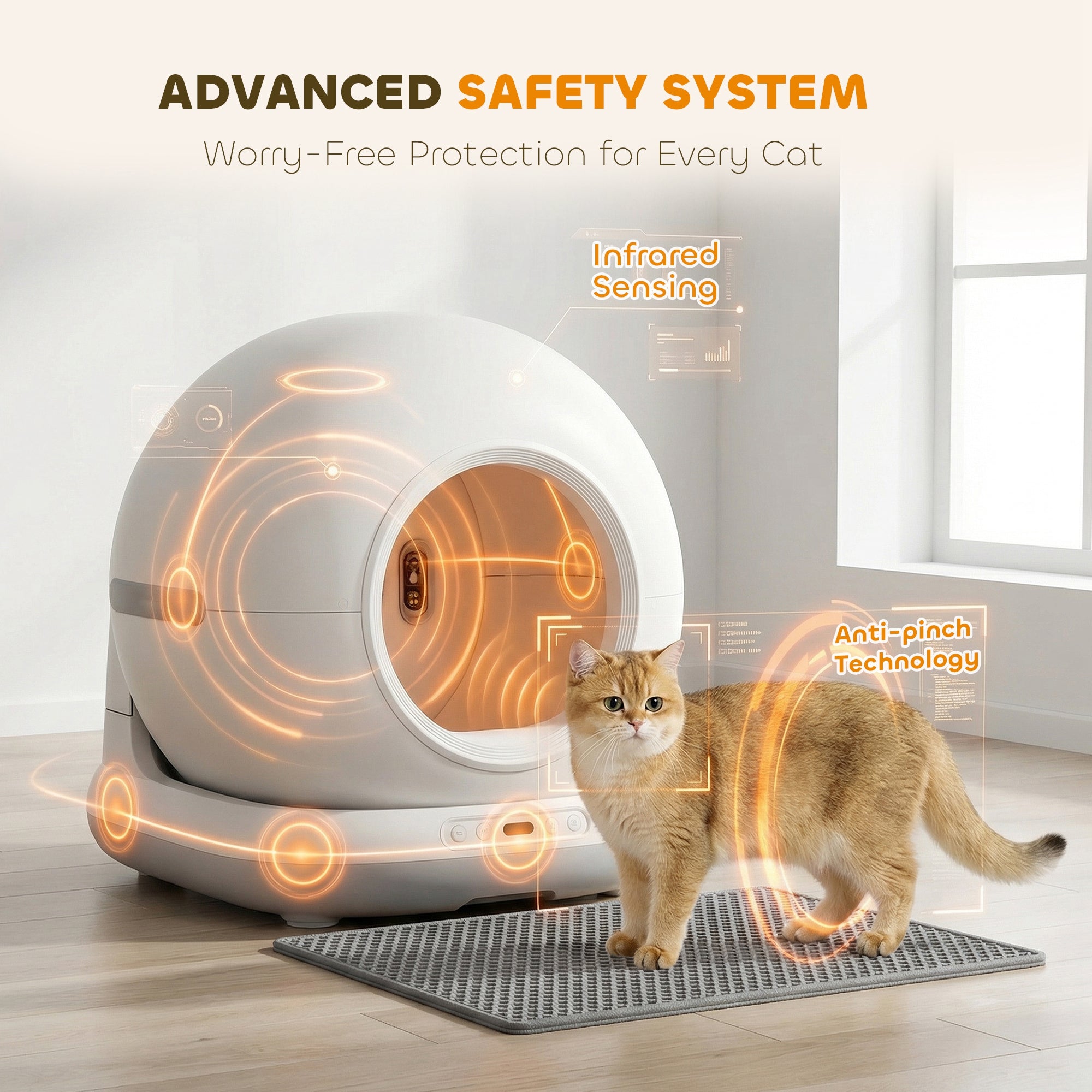 PawHut 72L Self Cleaning Cat Litter Tray Automatic Cat Litter Box APP Control for Multiple Cats 