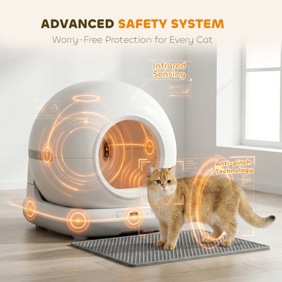 PawHut 72L Self Cleaning Cat Litter Tray Automatic Cat Litter Box APP Control for Multiple Cats 