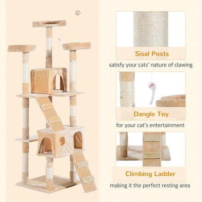 PawHut Cat Tree Scratching House, Activity Play Centre 