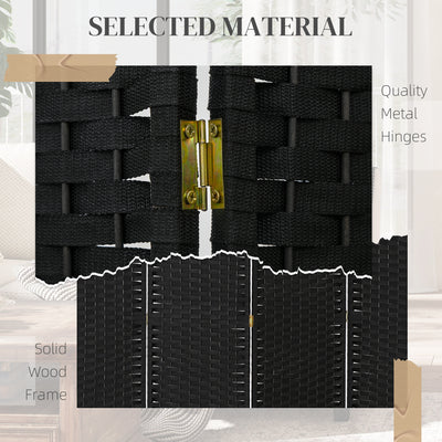 HOMCOM 6 Panel Folding Room Divider, Freestanding Privacy Screen for Living Room, Bedroom and Office, 240 x 170cm, Black 