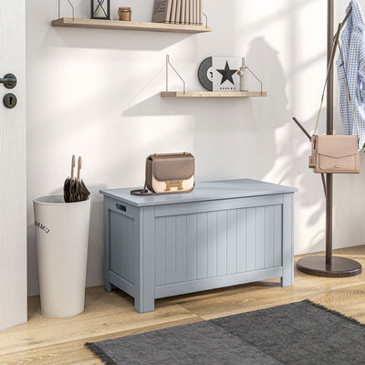 HOMCOM Large Storage Box Toy Chest Cabinet Container Unit Organizer with Lid & Safety Hinges, Grey 