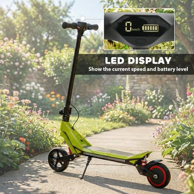 SPORTNOW Electric Scooter for Kids, Foldable E Scooter for Age Age 6+ with LED Display, RGB lights, Up to 16km/h, Green 