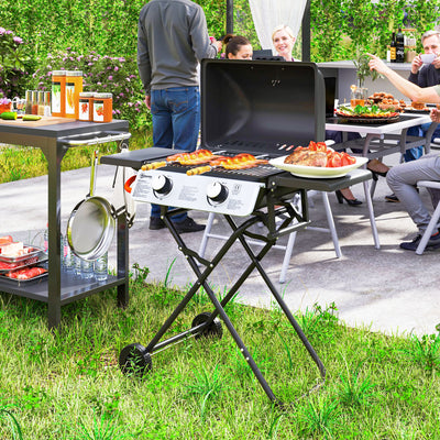 Outsunny Two-Burner Portable Suitcase BBQ - Black 