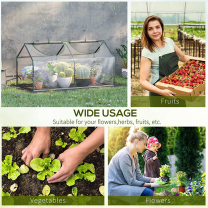 Outsunny Mini Greenhouse Portable Flower Planter Vegetable Grow House for Garden Backyard with Zipped Windows, 120 x 60 x 60 cm, Clear 