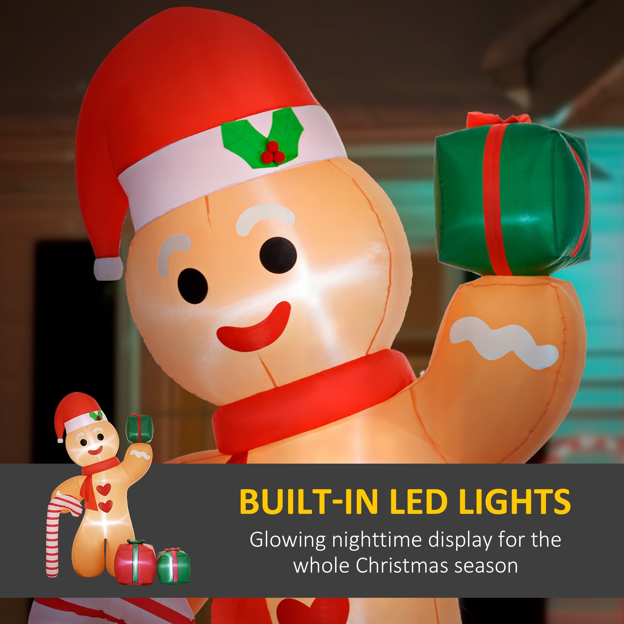 Outsunny 8ft Inflatable Gingerbread Christmas Decoration 