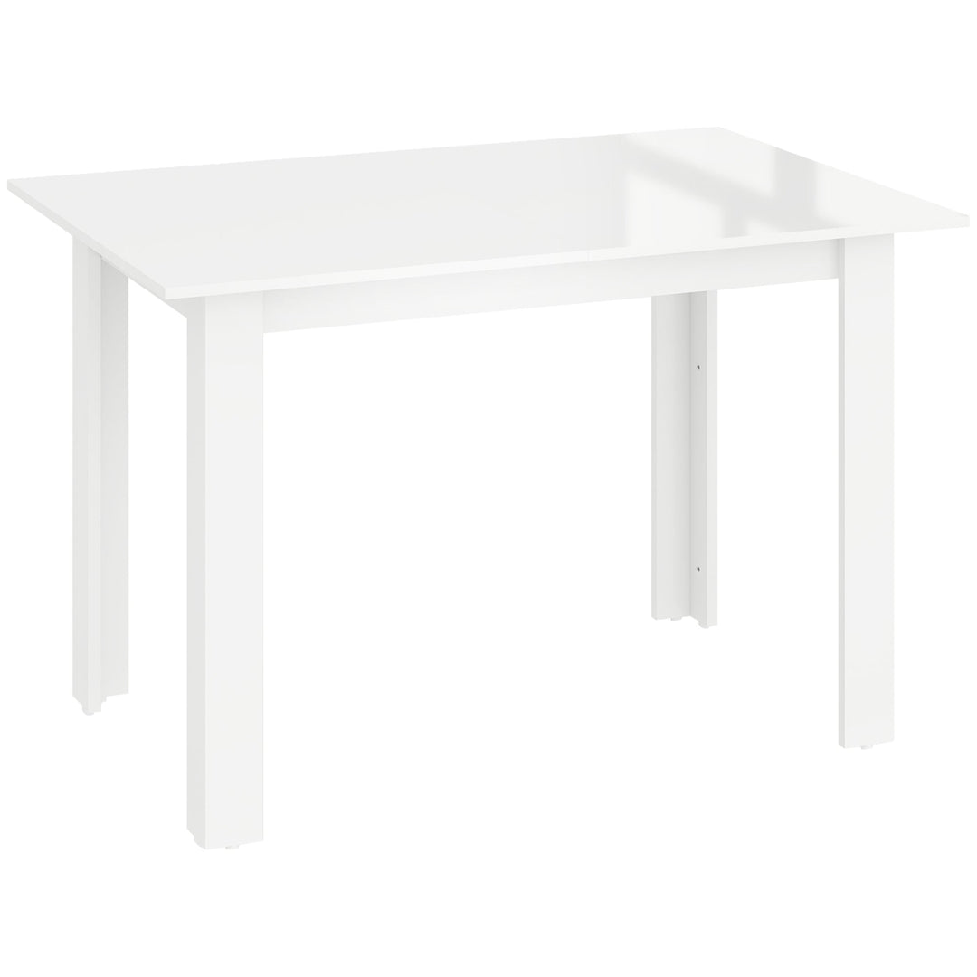 HOMCOM Extendable Dining Table, 120-160 x 70cm Rectangular Kitchen Table for Small Spaces, Seats 4-6 People, High Gloss White 