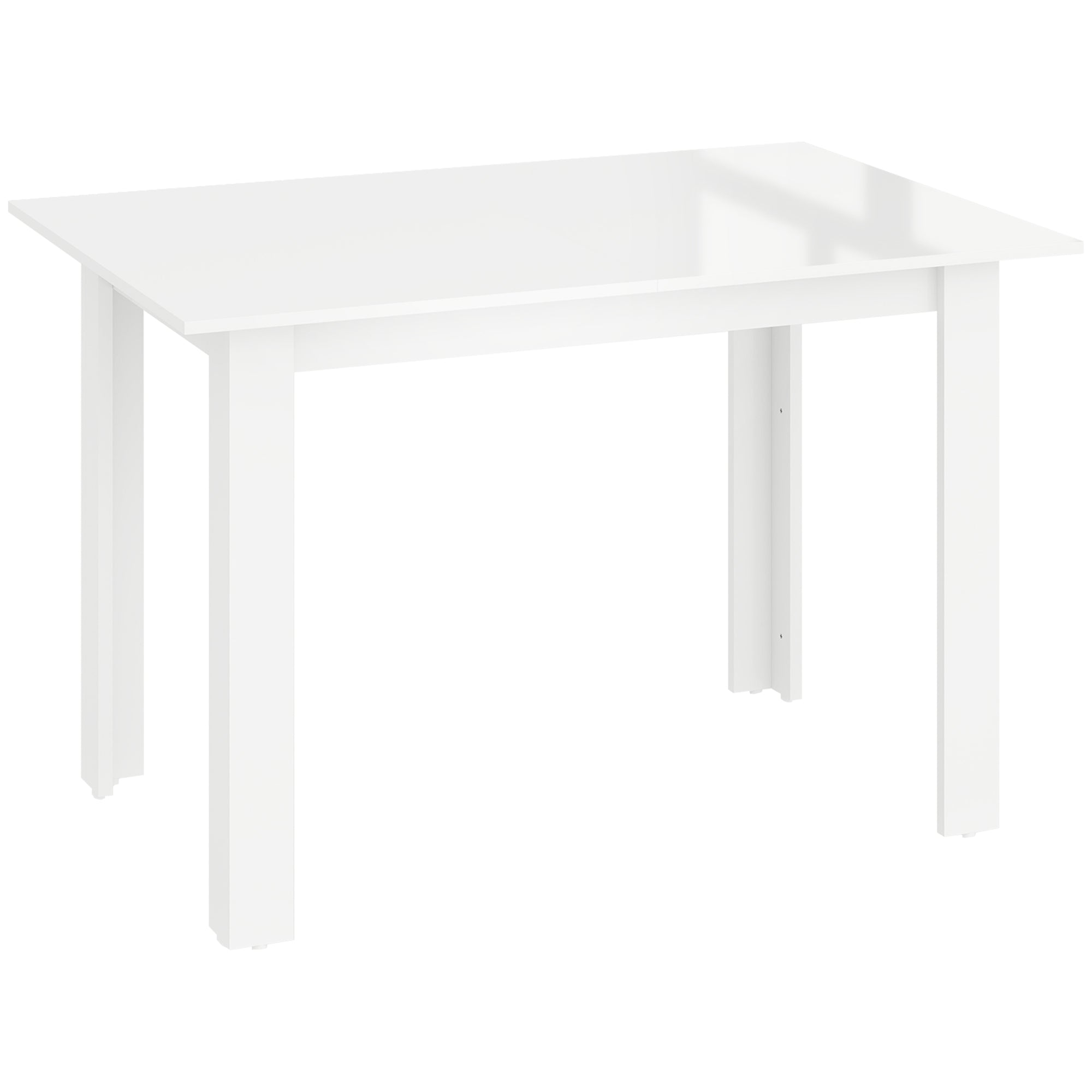 HOMCOM Extendable Dining Table, 120-160 x 70cm Rectangular Kitchen Table for Small Spaces, Seats 4-6 People, High Gloss White 