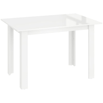 HOMCOM Extendable Dining Table, 120-160 x 70cm Rectangular Kitchen Table for Small Spaces, Seats 4-6 People, High Gloss White 