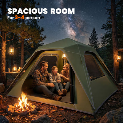 Outsunny Pop Up Tent 3000mm Waterproof Camping Tents with Mesh Windows 2-3 People Green 