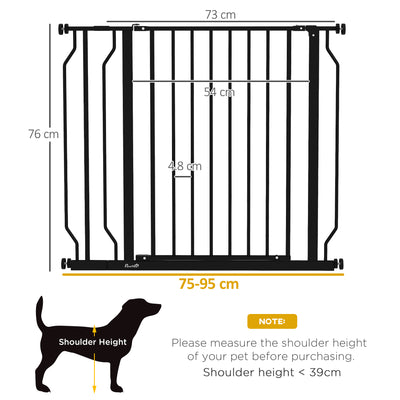 PawHut Wide Dog Safety Gate, with Door Pressure, for Doorways, Hallways, Staircases - Black 