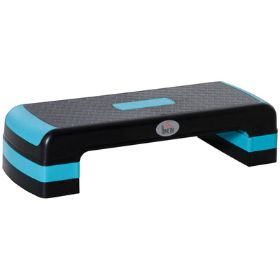 HOMCOM Aerobic Step with 3-Level Adjustable Heights for Home, Office Exercise, Black and Blue 