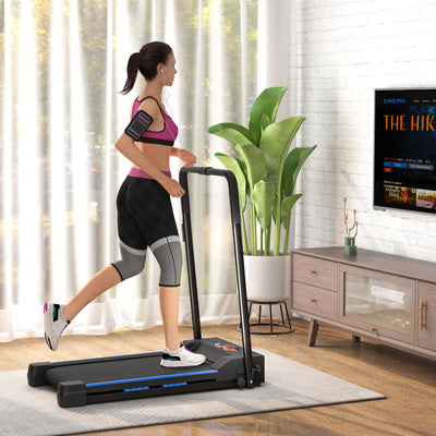 HOMCOM Folding Motorised Home Treadmill Walking Machine with LCD Monitor, Blue 
