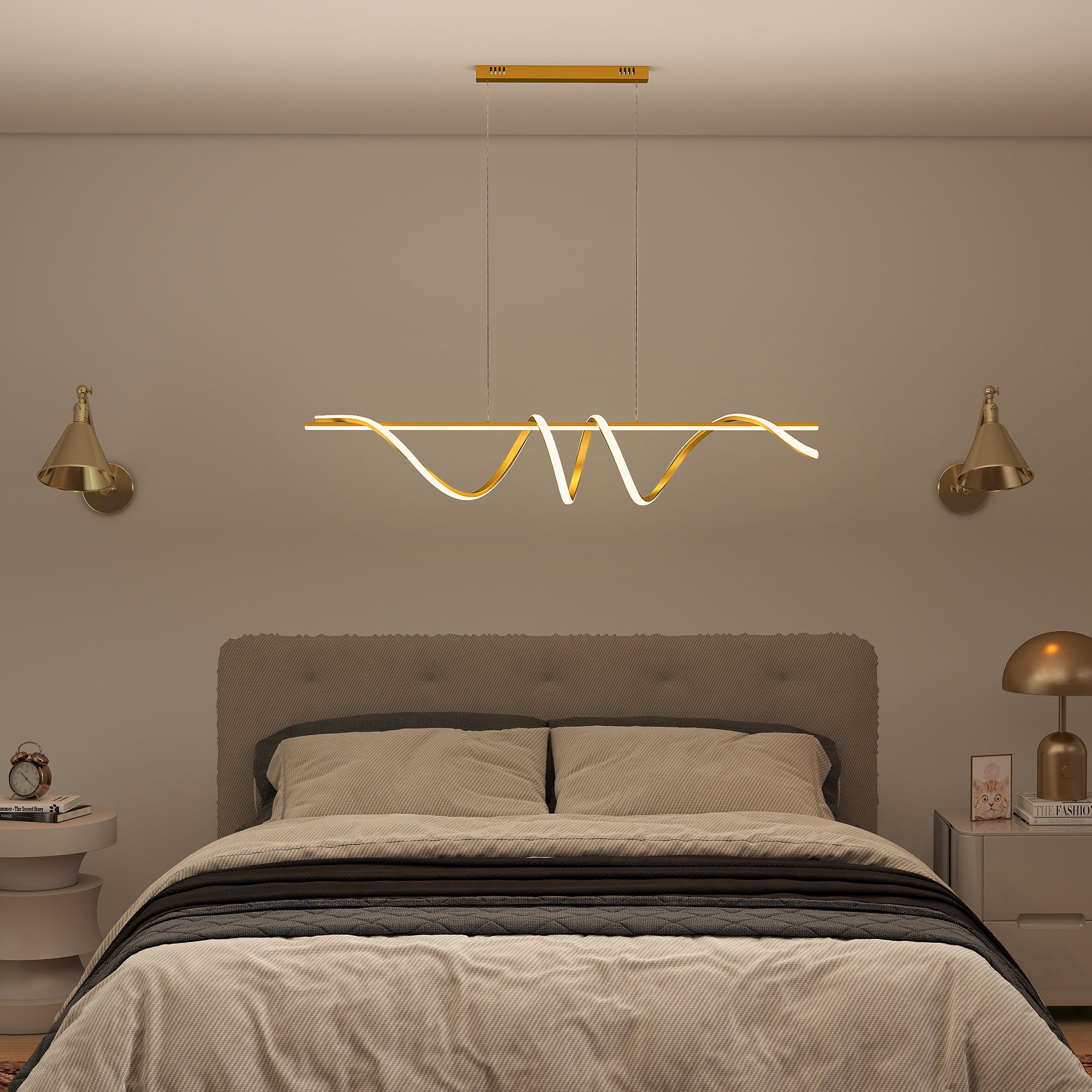 HOMCOM Pendant Light with 3 Colour Temperatures - Gold Tone 
