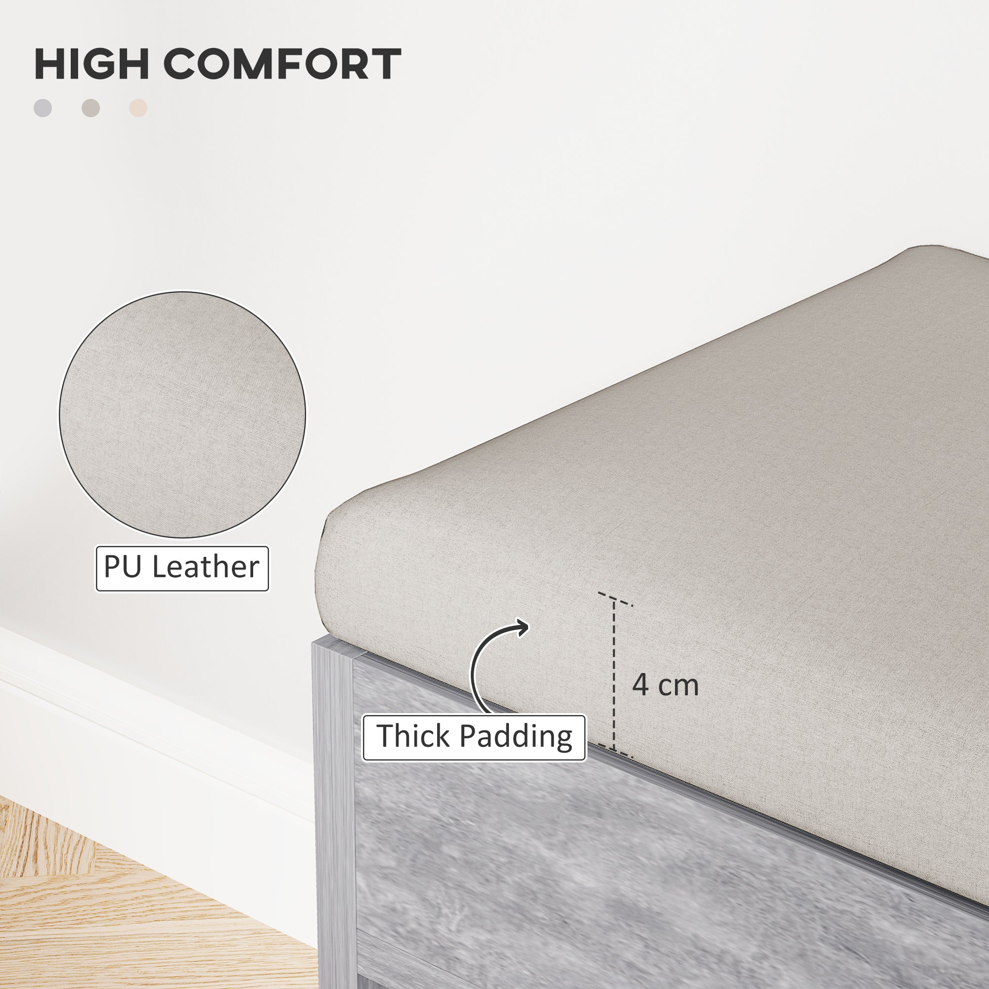 HOMCOM Shoes Cabinet Bench Hidden Storage Padded Seat Organiser Footwear Rack Hallway Grey Wood Grain 