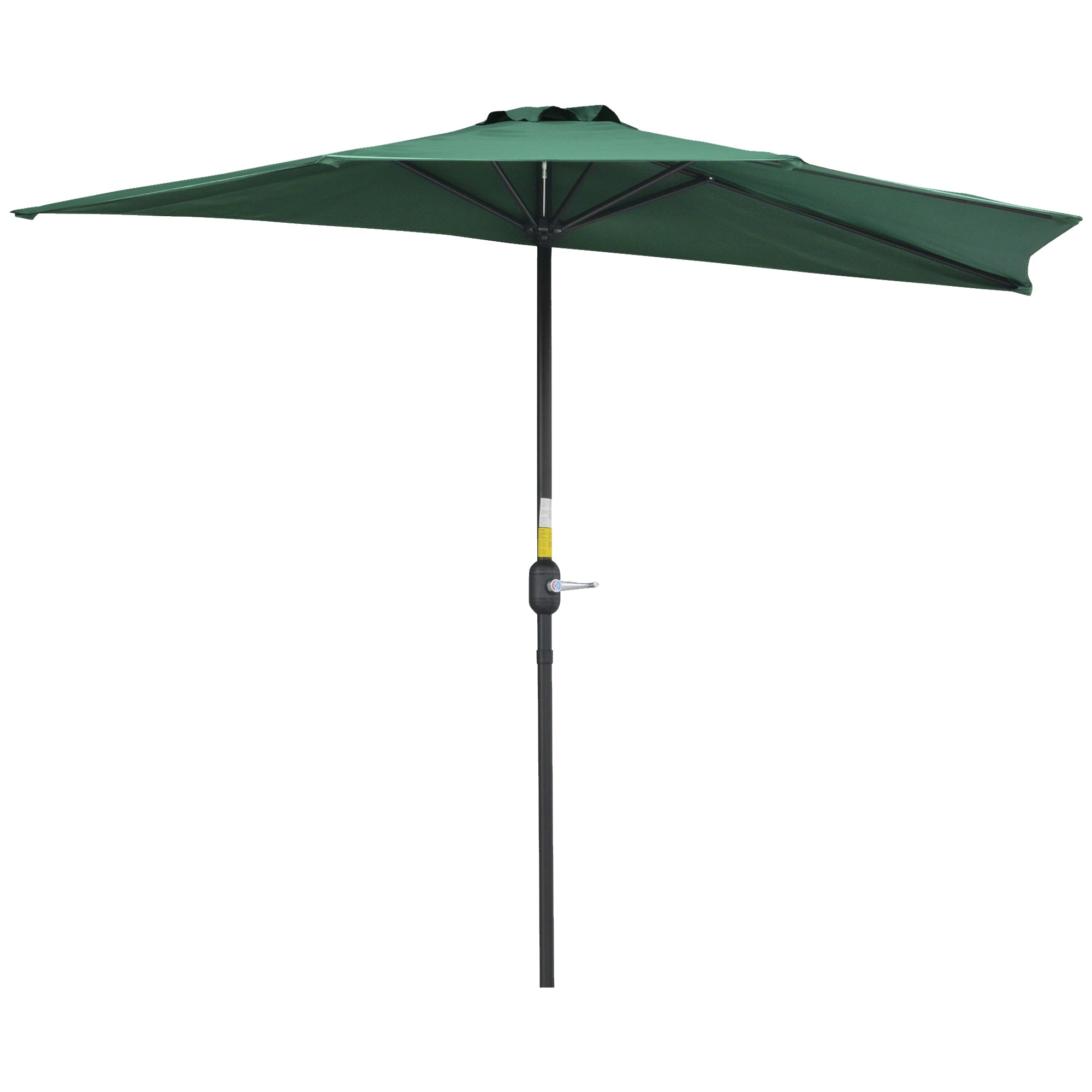 Outsunny 2.7m Garden Half Parasol, Outdoor Balcony Umbrella with 5 Steel Ribs, Patio Sun Shade, Green 