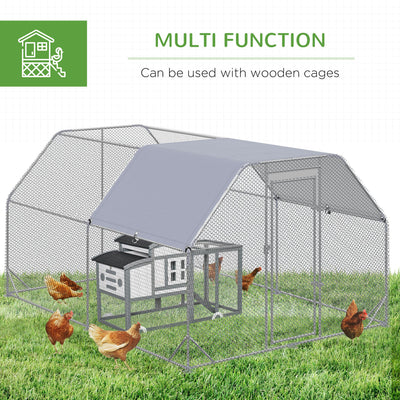 PawHut Walk in Chicken Run Chicken Coop Hen House Outdoor with Roof for 10-12 Chickens, 380 x 280 x 195cm 