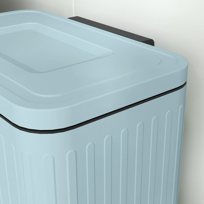 HOMCOM Dual Kitchen Bin, 2 x 20L Double Bin for Recycling and Waste, Fingerprint-proof Pedal Bin with Soft-Close Lid, Removable Inner Buckets, Light Green 