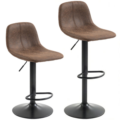 HOMCOM Bar Stools Set of 2, Modern Swivel Barstools with Footrest for Kitchen Island and Dining Room, Brown 