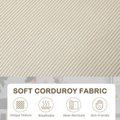 HOMCOM Three-Seater Corduroy Sofa - Cream White 