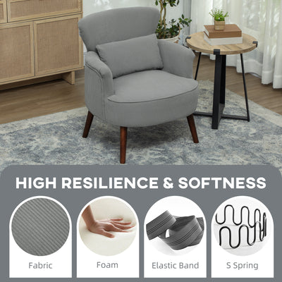 HOMCOM Corduroy Retro Accent Chair - Light Grey 