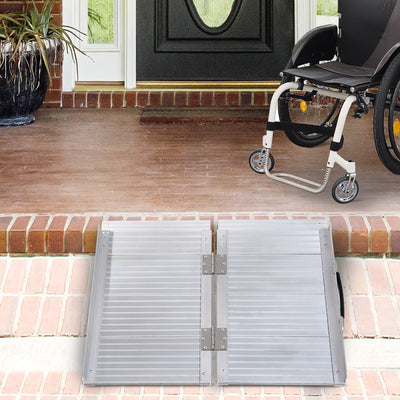 HOMCOM 2ft Folding Aluminum Wheelchair Ramp Scooter Portable Mobility Assist Suitcase Access Aid Disabled 