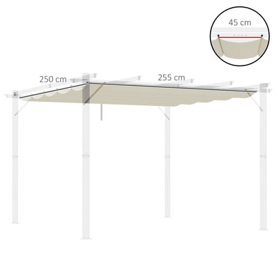 Outsunny Retractable Pergola Shade Cover, Replacement Canopy Fabric for 3 x 3 (m) Pergola, Gazebo Retractable Roof, Cream White 