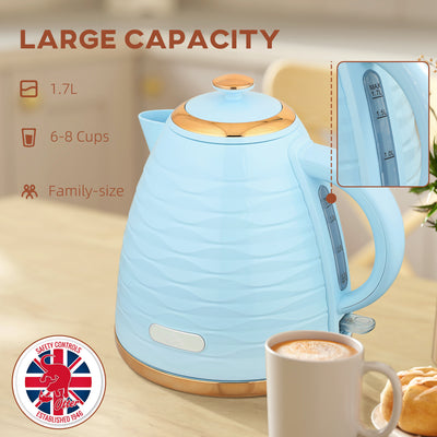HOMCOM 3kW Rapid Boil Honeycomb Kettle - Light Blue 