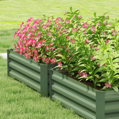 Outsunny Set of Two 60 x 100cm Galvanised Steel Planters, Green 