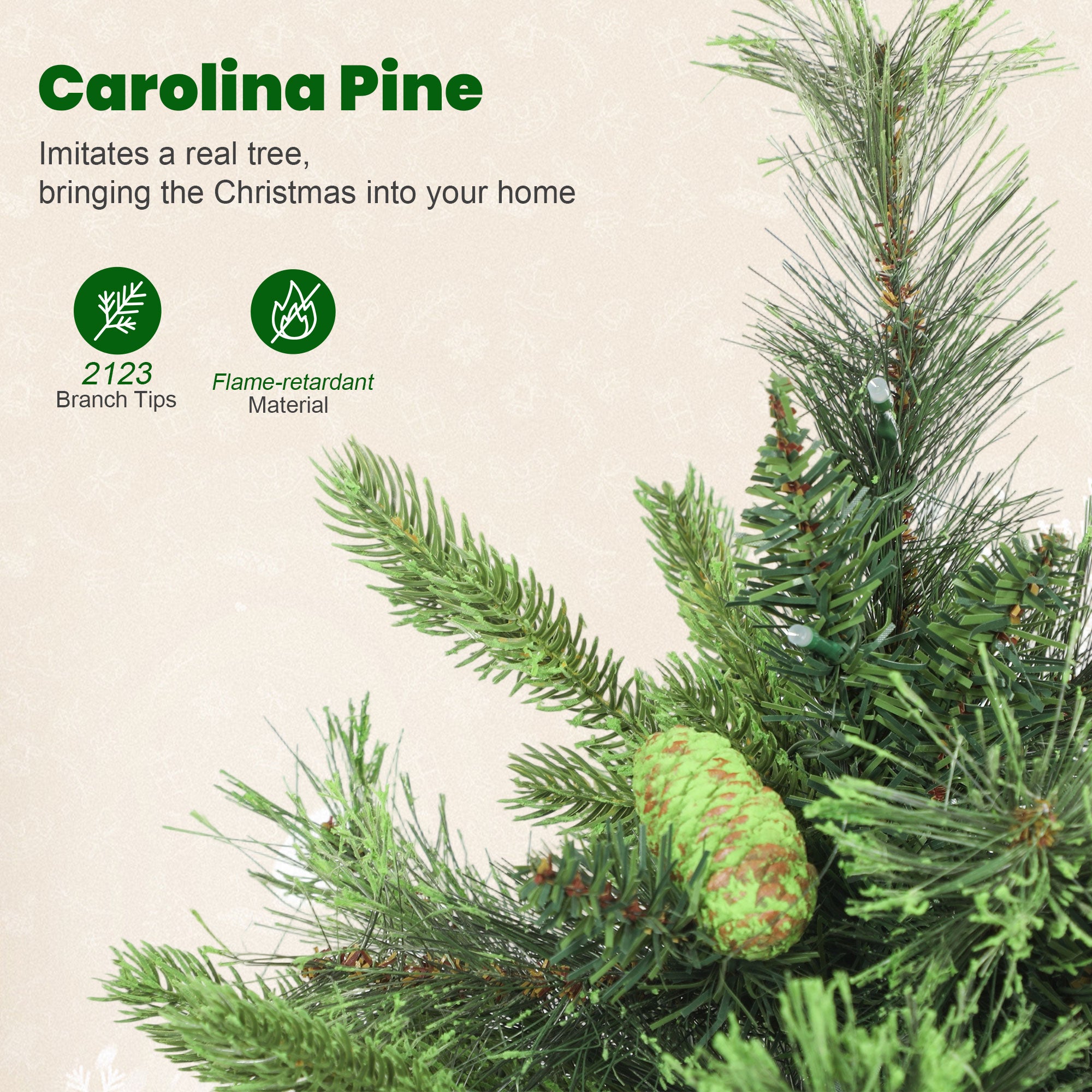 HOMCOM 6ft Artificial Pine LED Christmas Tree, with Remote 