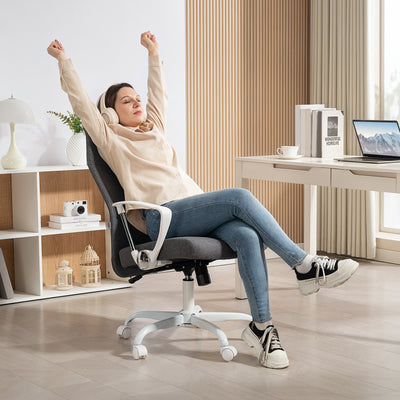 HOMCOM Fabric High Back Office Chair - Grey 