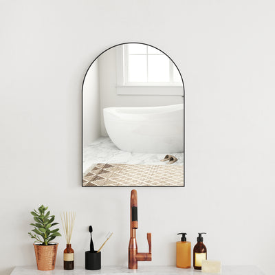 HOMCOM 50 x 70cm Arched Home Mirror - Black 