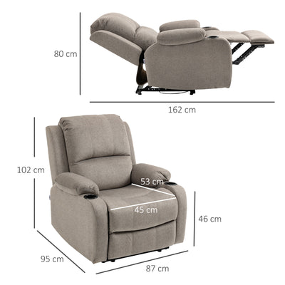 HOMCOM Recliner Chair, Microfibre Reclining Chair with Adjustable Leg Rest, Cup Holders, Recliner Armchair for Home Living Room, Brown 
