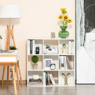 HOMCOM 3-tier 9 Cubes Storage Unit Particle Board Cabinet Bookcase Organiser Home Office Shelves White 