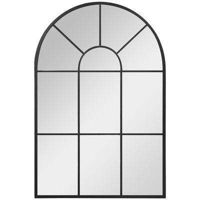 HOMCOM Modern Arched Wall Mirror, 91 x 60 cm Window Mirrors for Living Room, Bedroom, Black 
