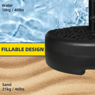 Outsunny Water/Sand Fillable Half Parasol Umbrella Base - Black 