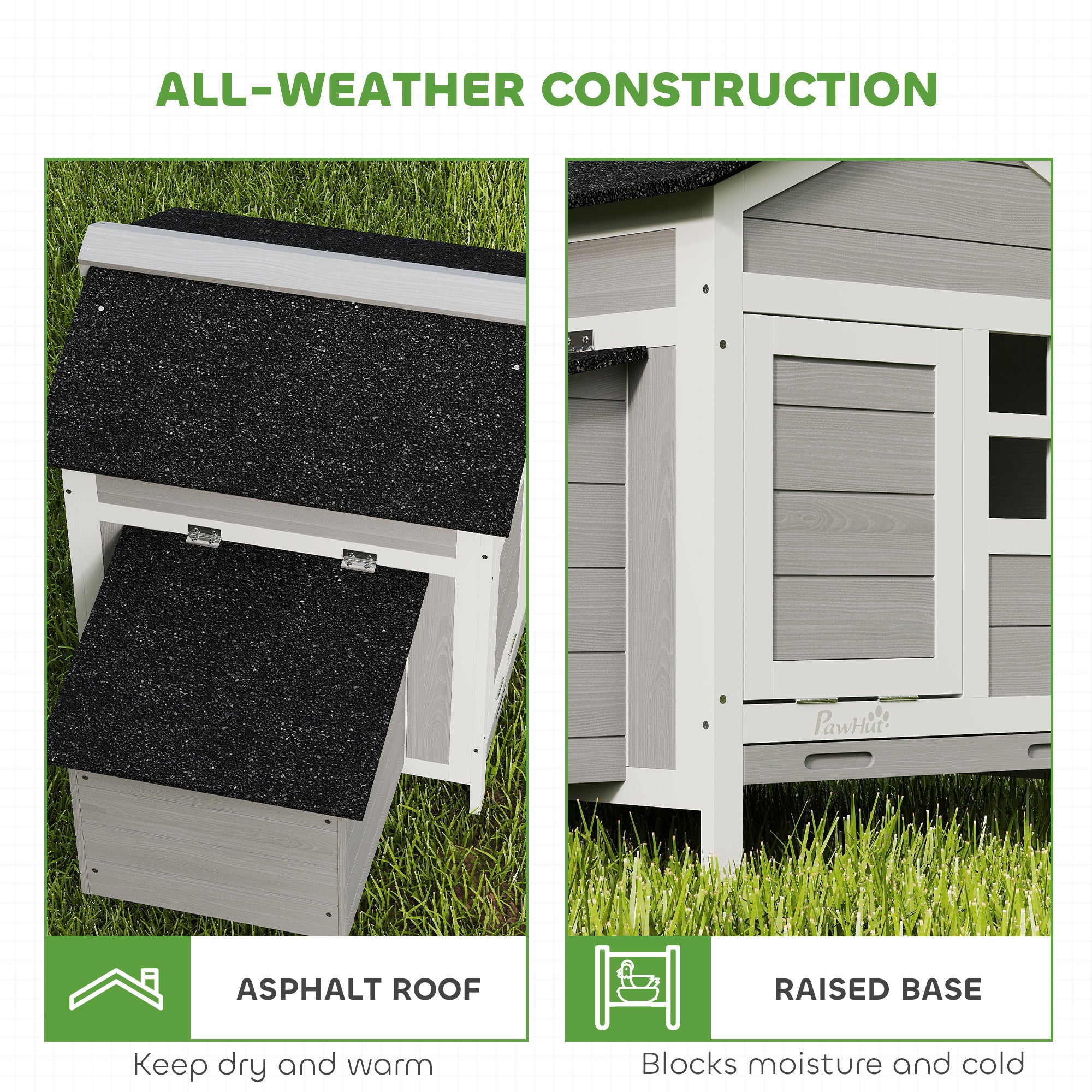 PawHut Wooden Chicken Coop with Pull-Out Tray Nesting Box for 1-2 Chickens 