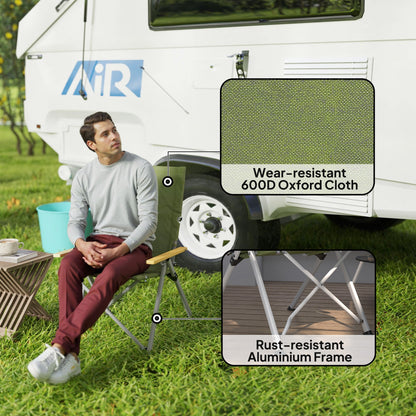 Outsunny Portable Camping Chair for Adults, High Back Folding Chair with Padded Seat and Carry Bag, Outdoor Recliner for Hiking, Fishing, Beach and Picnic, Green 