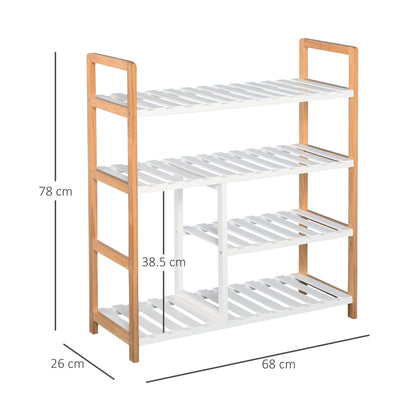 HOMCOM 4 Tier Shoe Racks Storage Stand Shelf Organizer Wood Frame 78 x 68 x 26 cm Hallway Furniture 