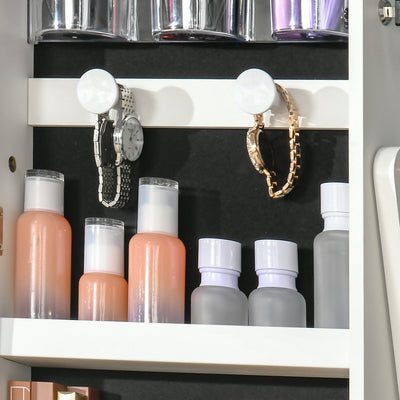 HOMCOM Jewellery Cabinet with LED Light, Lockable Jewellery Organiser with Full-Length Mirror for Bedroom Dressing Room, White 