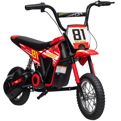 AIYAPLAY Kids Electric Motorbike, 24V Ride On Motorcycle with 3 Speeds and Rear Suspension, Dirt Bike for 8-12 Years Old, Red 